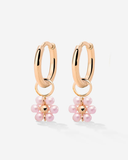 Pretty Pink Daisy Hoop Set Small Roségold