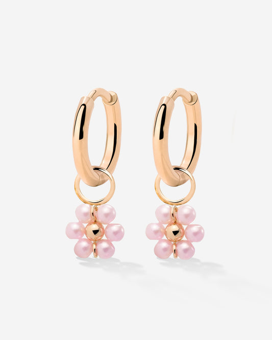 Pretty Pink Daisy Hoop Set Small Roségold