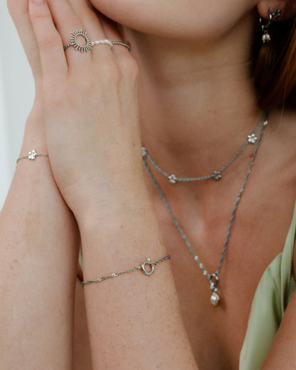Singapore Chain Charm Bracelet Silber