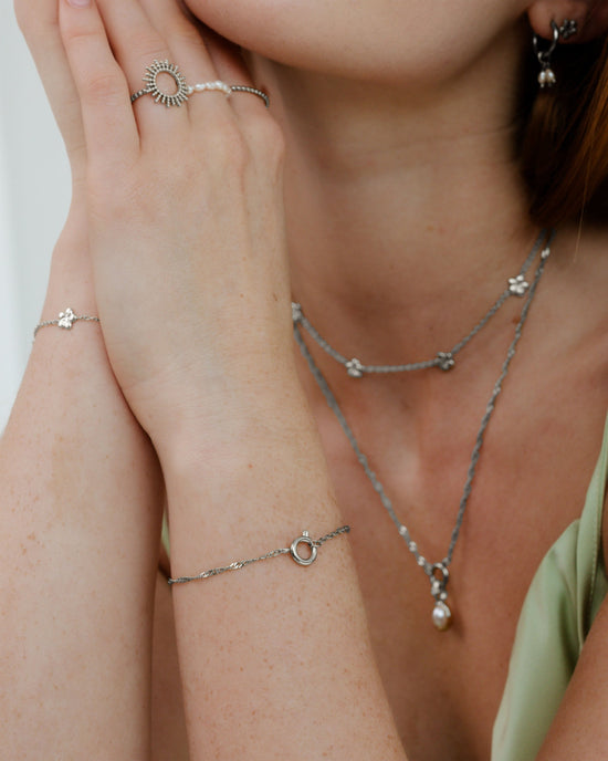 Singapore Chain Charm Bracelet Silber