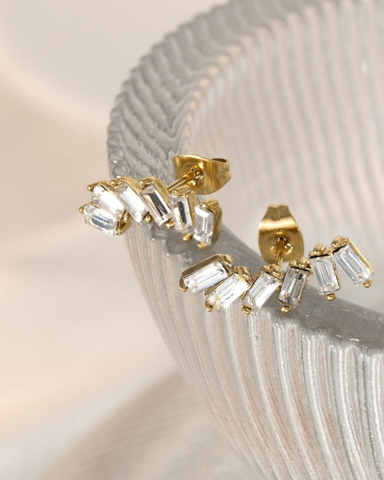 Glam Earclimber Studs Gold