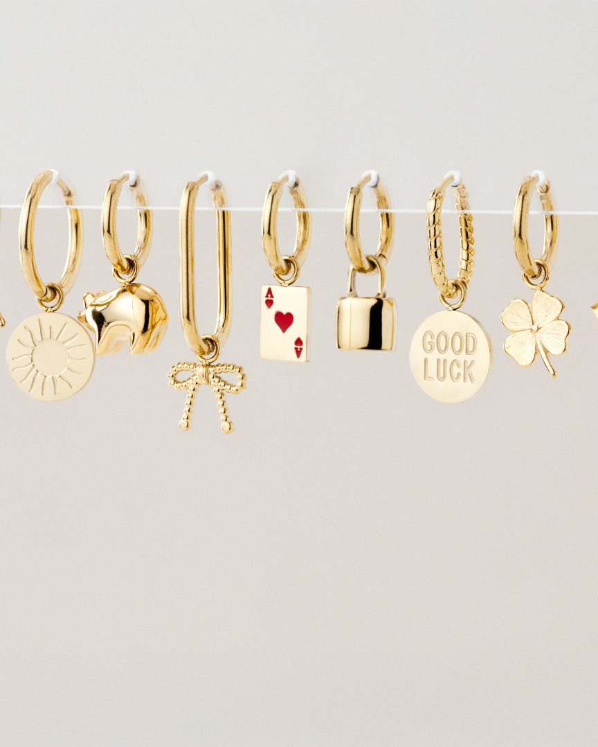 Lucky Clover Hoop Set Small Gold