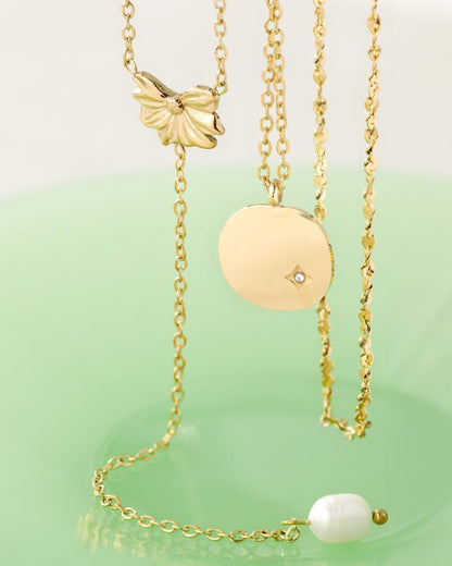 Petal Pearl Y-Necklace Silber