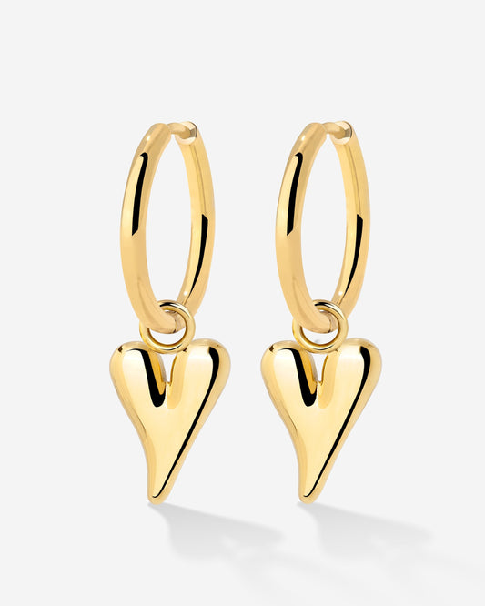 Flowy Heart Hoop Set Medium Gold