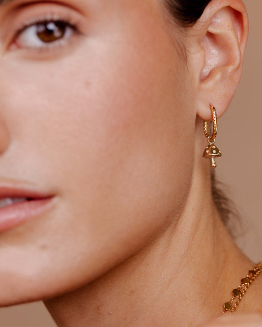 Cute Mushroom Twisted Oval Hoop Set Baby Roségold