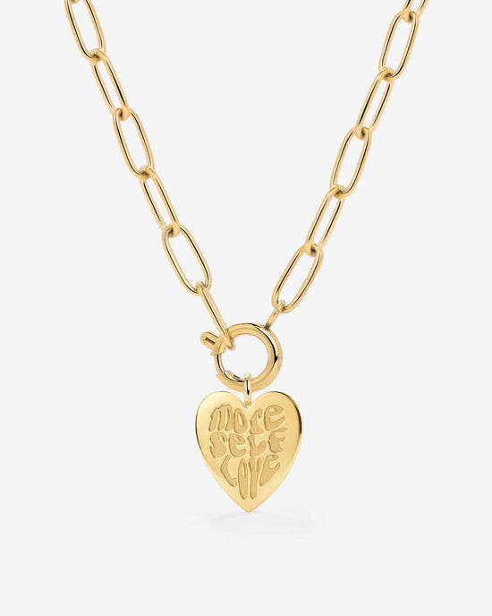 More Self-Love Oval Links Necklace Set Gold