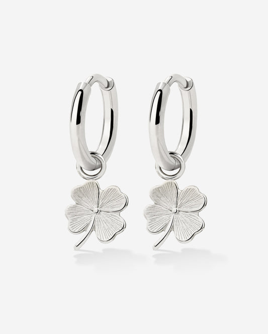 Lucky Clover Hoop Set Small Silber