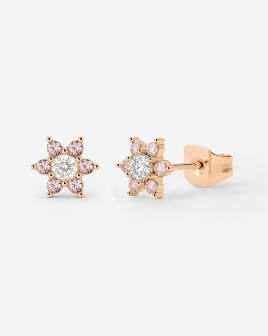 Sparkling Pink Petal Studs Roségold