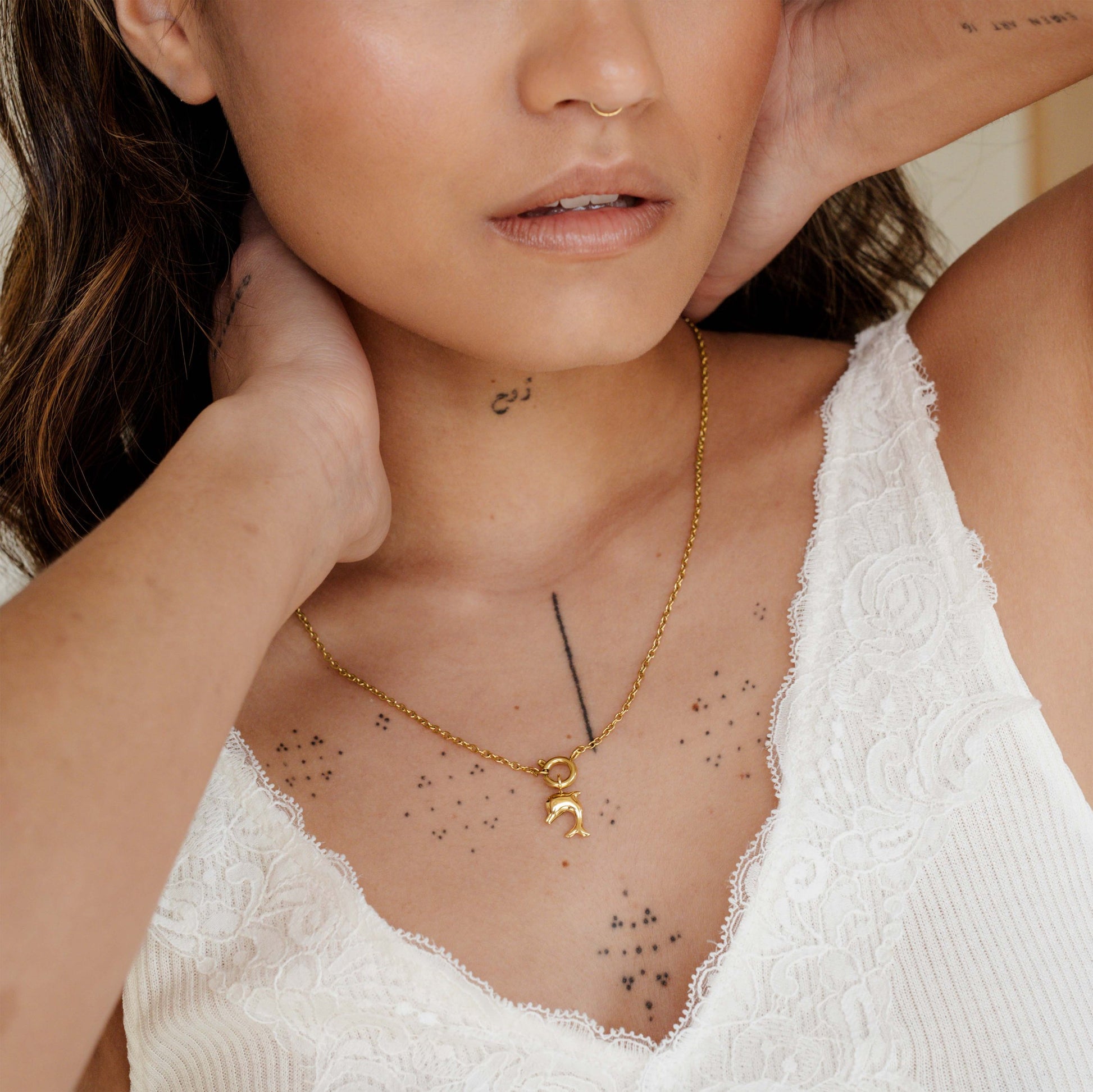 Dolphin Classic Chain Necklace Set Gold