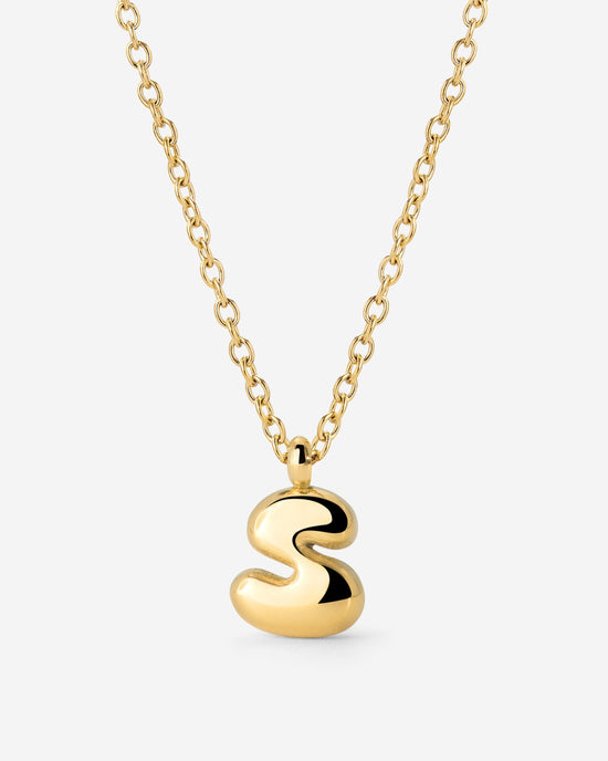 Bubble Letter Necklace Gold
