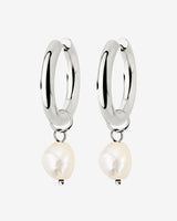 Chunky Pearl Hoop Set Silber