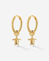 Sea Turtle Twisted Hoop Set Small Gold
