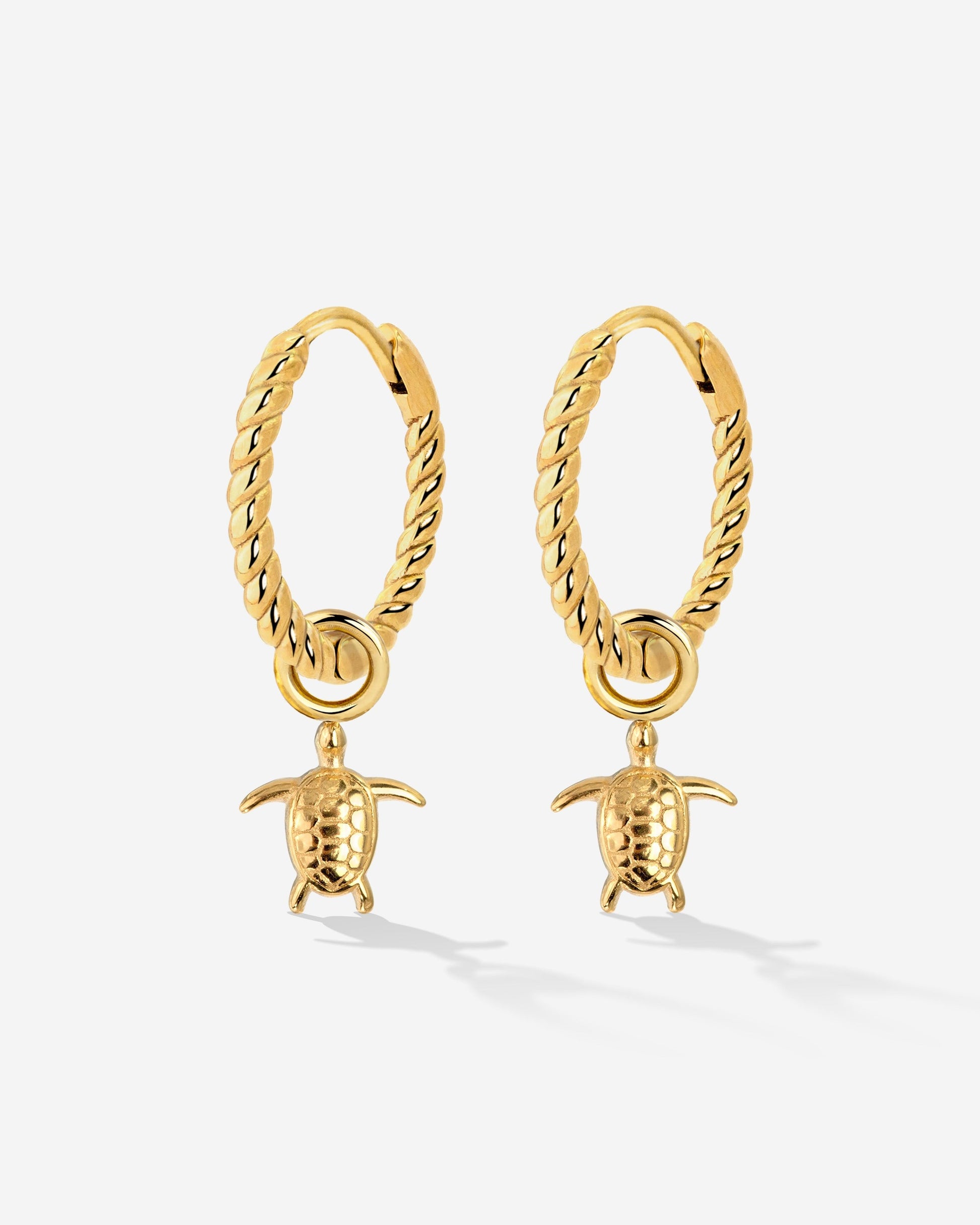 Sea Turtle Twisted Hoop Set Small Gold