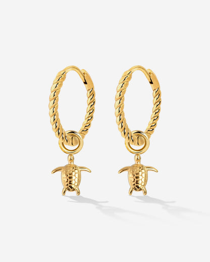 Sea Turtle Twisted Hoop Set Small Gold