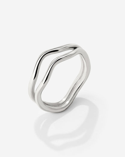 Double Wave Ring Silber