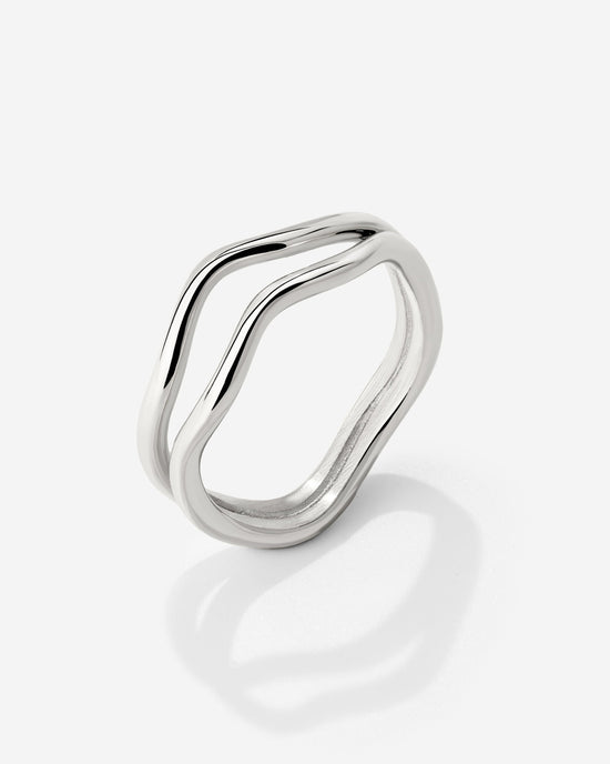 Double Wave Ring Silber