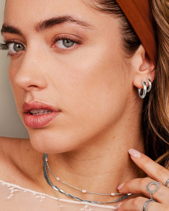 Chunky Lover Hoop Bundle Small Silber