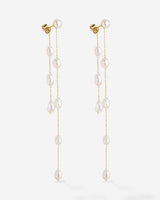 Jules Unique Pearl Fall Studs Gold