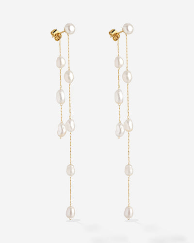 Jules Unique Pearl Fall Studs Gold