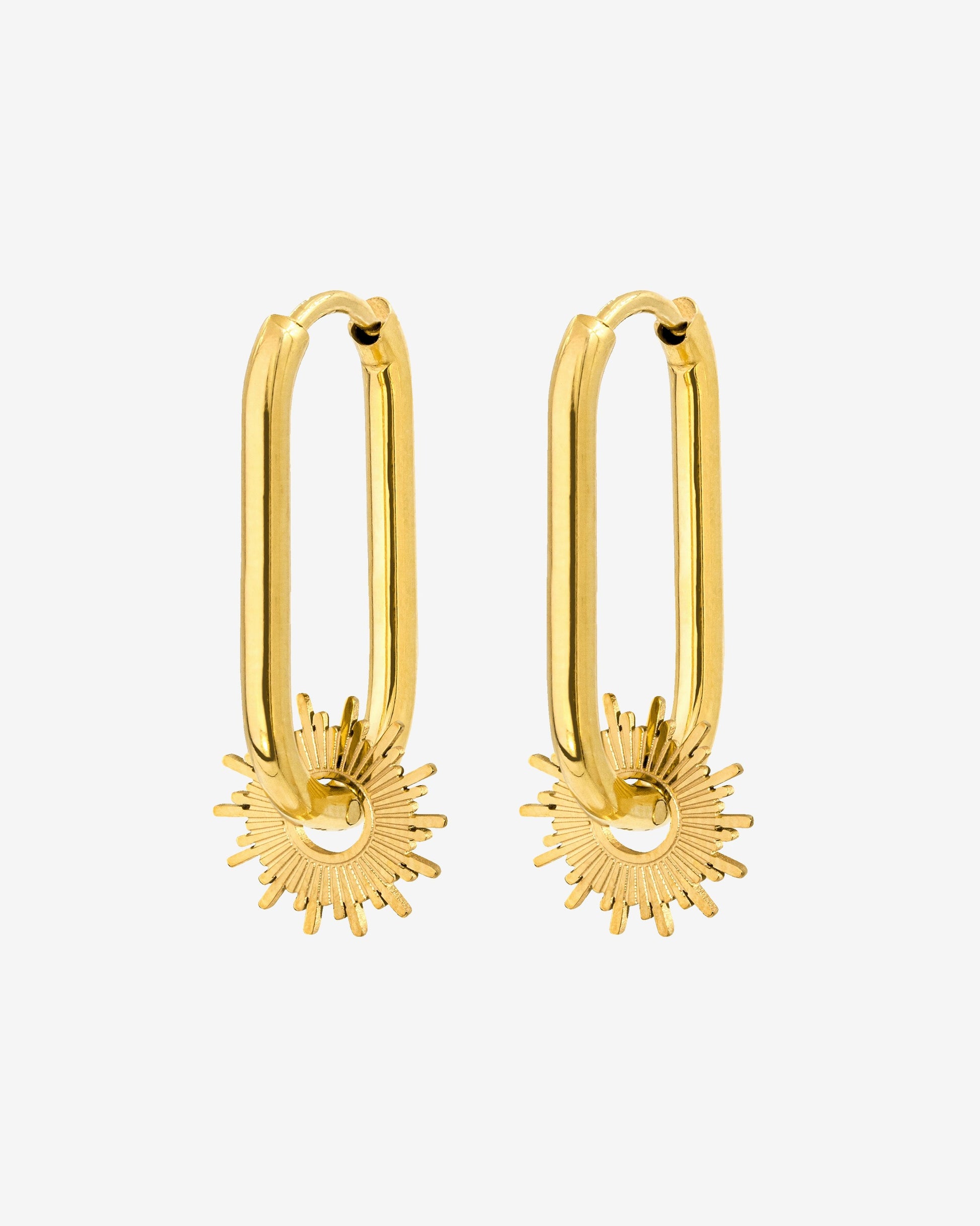 Sun Ray Oval Hoops Small Gold