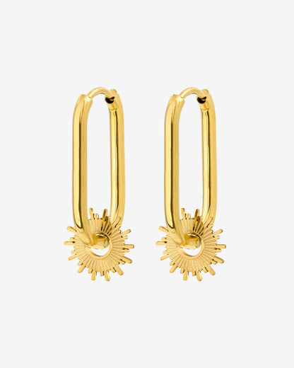 Sun Ray Oval Hoops Small Gold