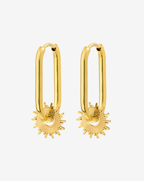 Sun Ray Oval Hoops Small Gold