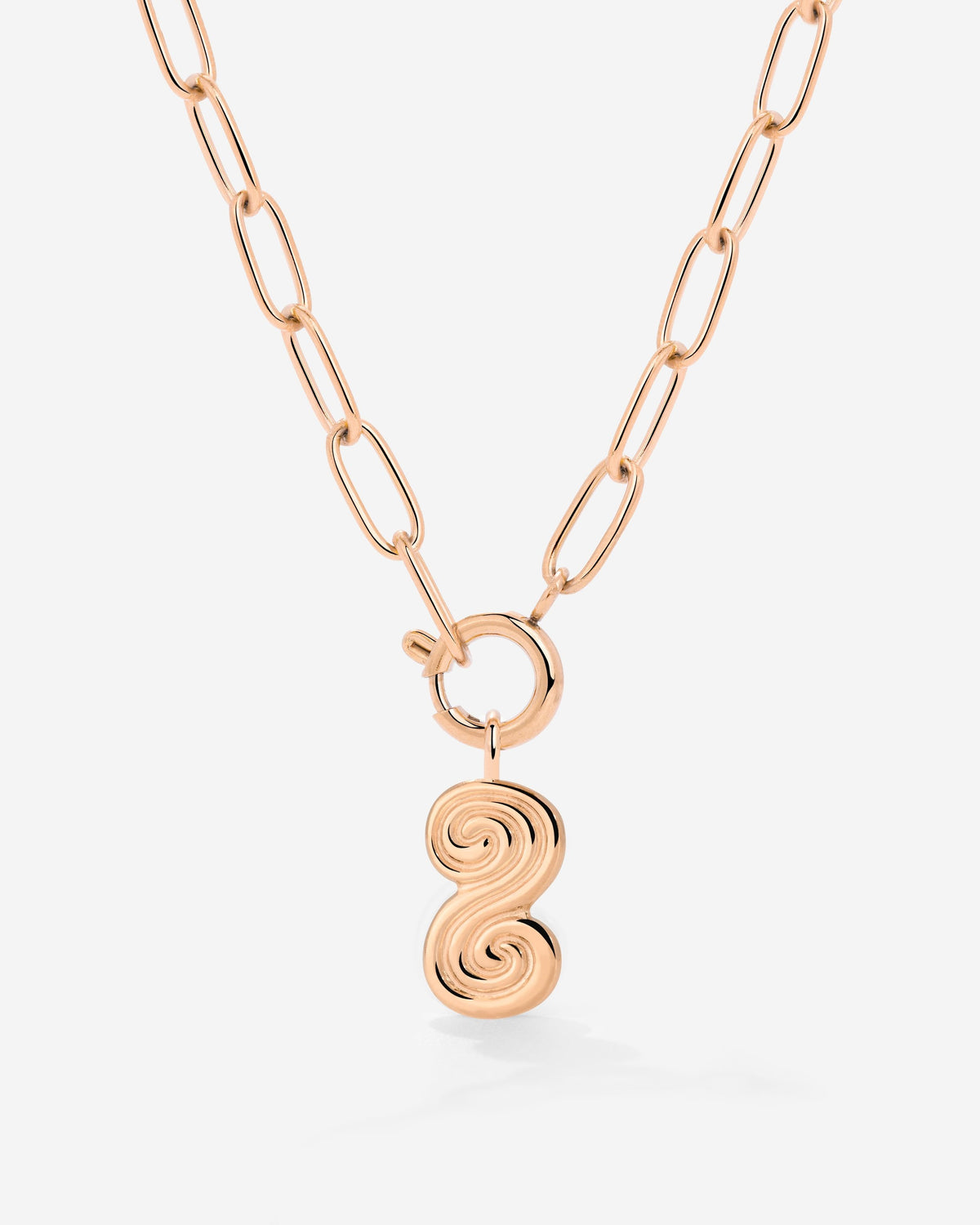 Serpent's Whisper Oval Links Necklace Rose Gold