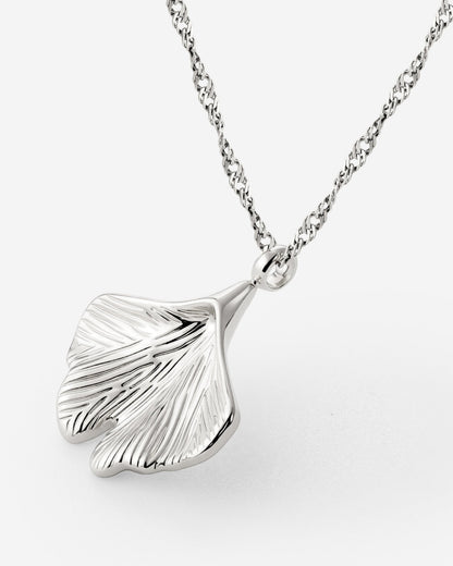 Ginkgo Leaf Necklace Silber
