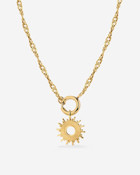 Sun Ray Singapore Chain Necklace Set Gold