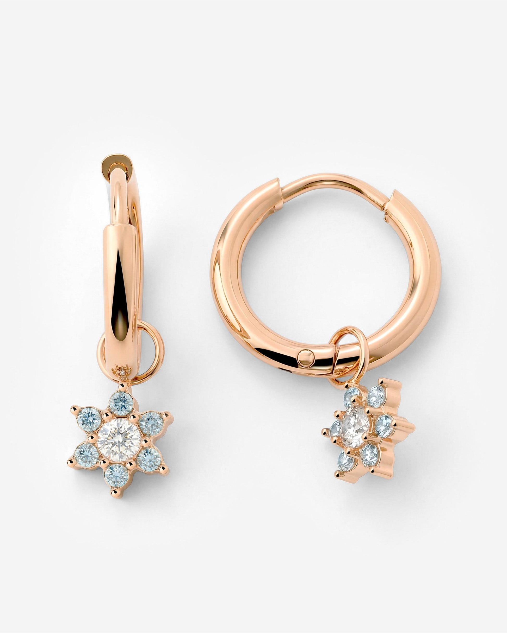 Blue Petal Hoop Set Small Roségold