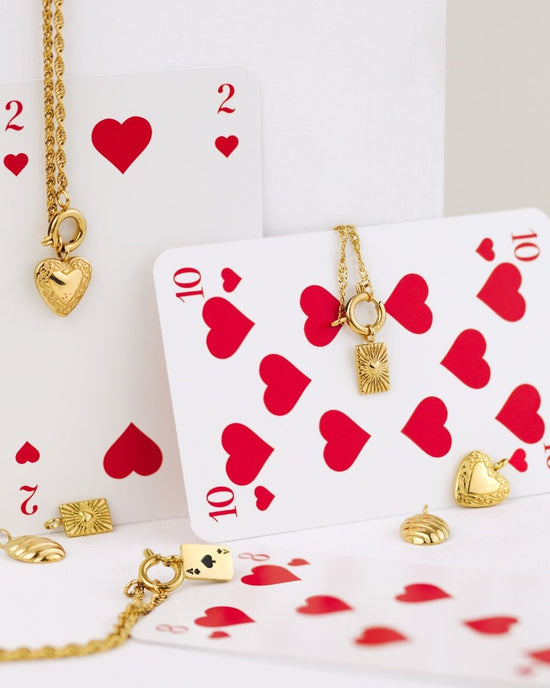 Vintage Heart Rope Chain Necklace Set Gold