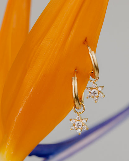White Petal Hoop Set Small Roségold