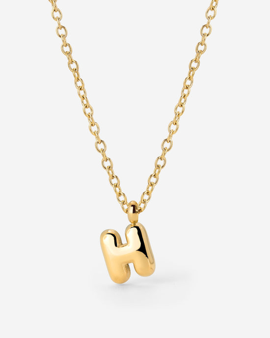 Bubble Letter Necklace Gold