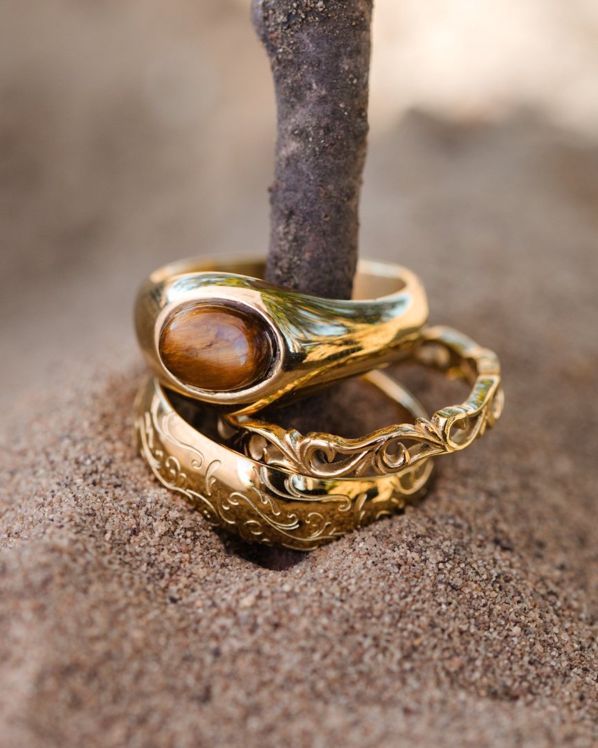 Tiger's Eye Ring Gold