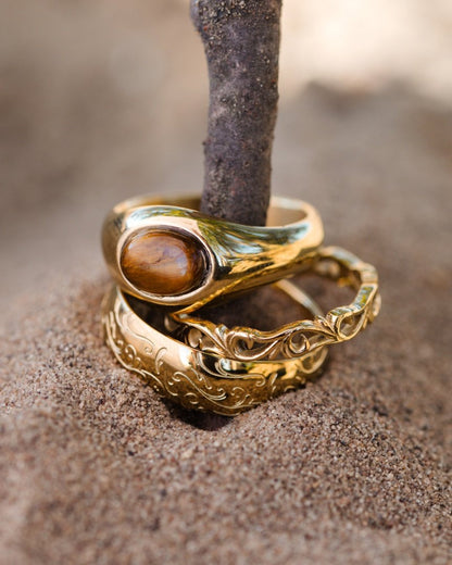 Tiger's Eye Ring Gold