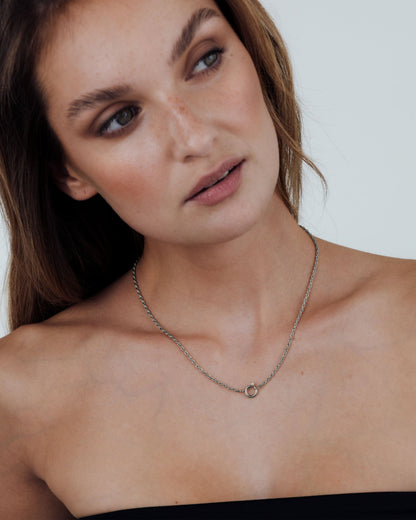 Rope Chain Charm Necklace Silber