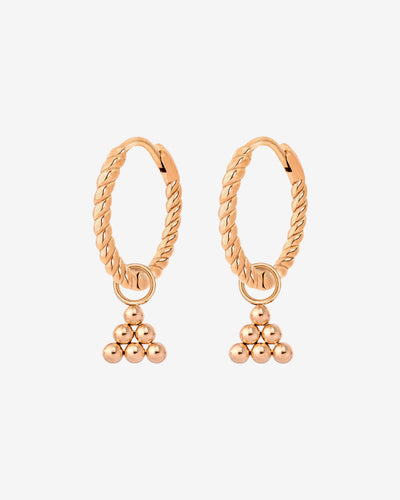 Tiny Beads Twisted Hoop Set Small Roségold