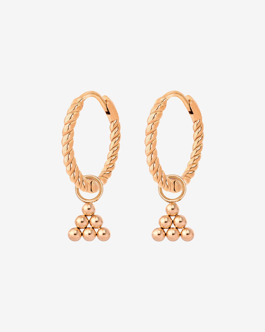 Tiny Beads Twisted Hoop Set Small Roségold