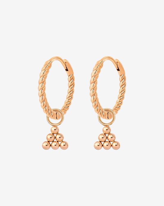 Tiny Beads Twisted Hoop Set Small Roségold
