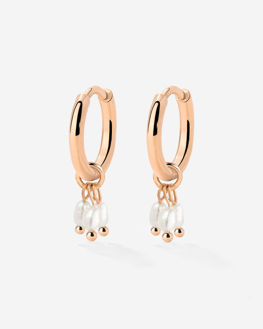 Tres Perlas Hoop Set Roségold