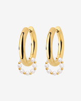 Chunky Pearl 'n' Beads Hoop Set Medium Gold