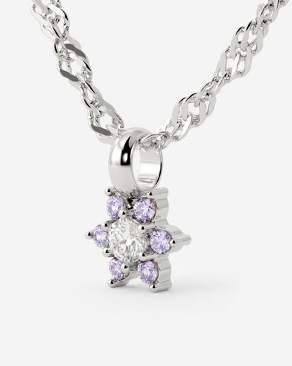 Sparkling Purple Petal Necklace Silber