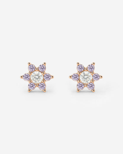 Sparkling Purple Petal Studs Roségold