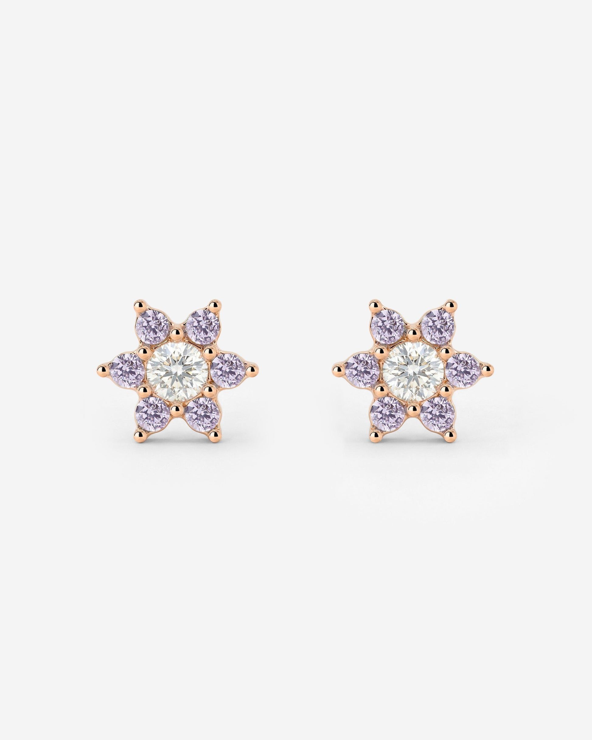Sparkling Purple Petal Studs Roségold
