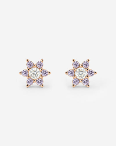 Sparkling Purple Petal Studs Roségold