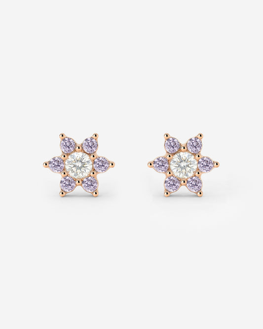 Sparkling Purple Petal Studs Roségold