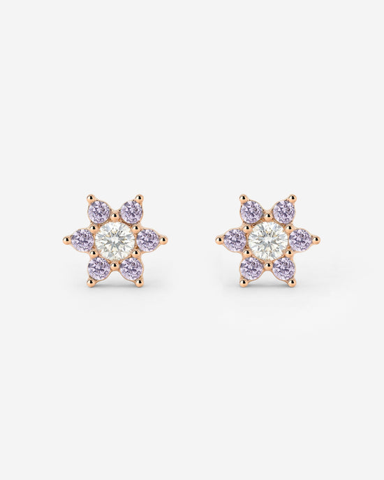 Sparkling Purple Petal Studs Roségold