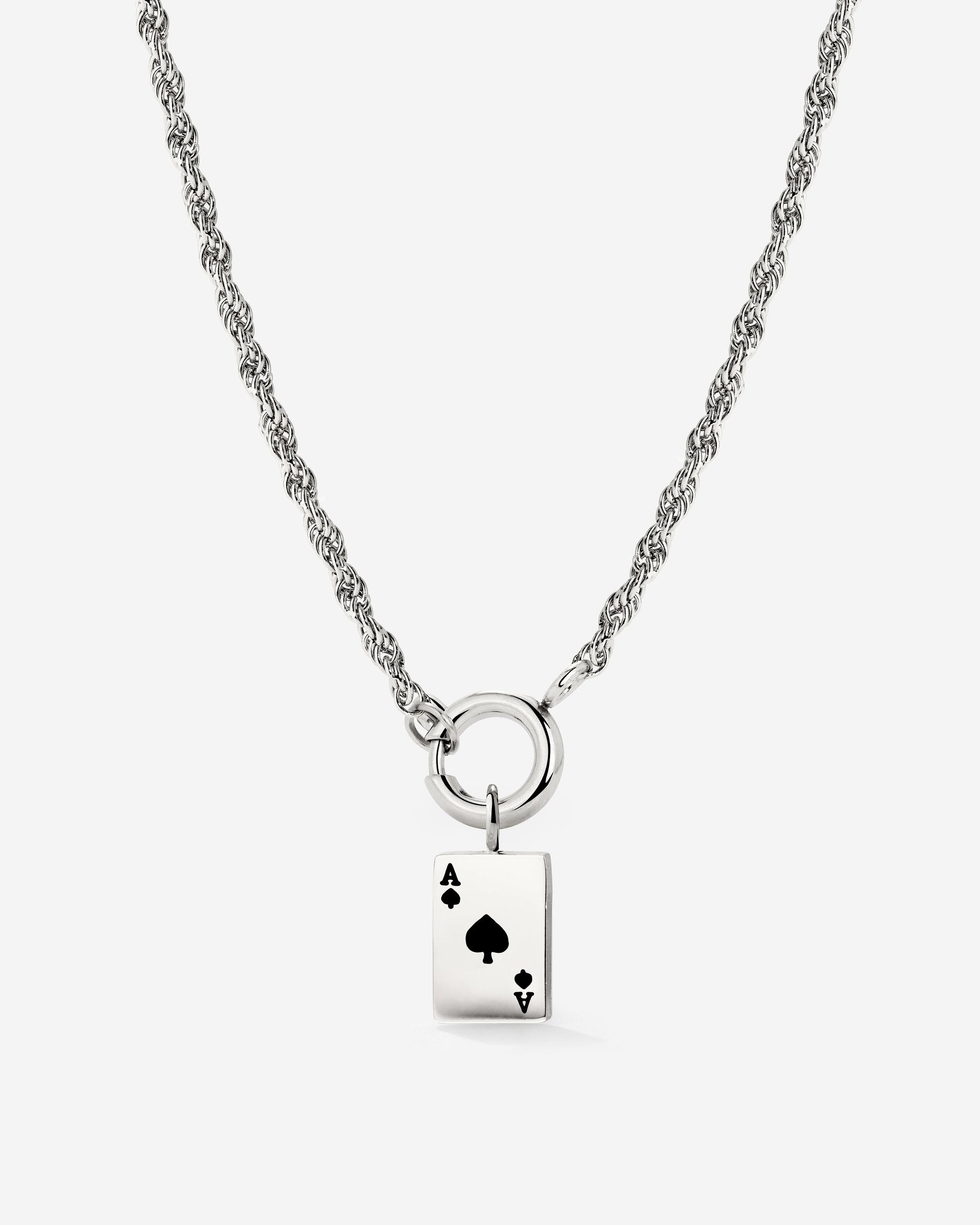 Aced Rope Chain Necklace Set Silber