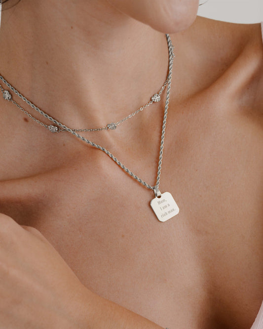 Glass Heart Necklace Silber