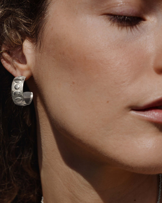 Boho Beads Hoop Studs Silber